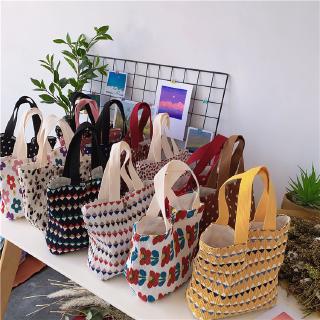 Hàn Quốc Hàn Quốc ins Tươi Dễ Thương Nhỏ Túi Vải Nhăn In Hình Túi Xách Thân Thiện Với Môi Trường Hộp Cơm Trưa Túi