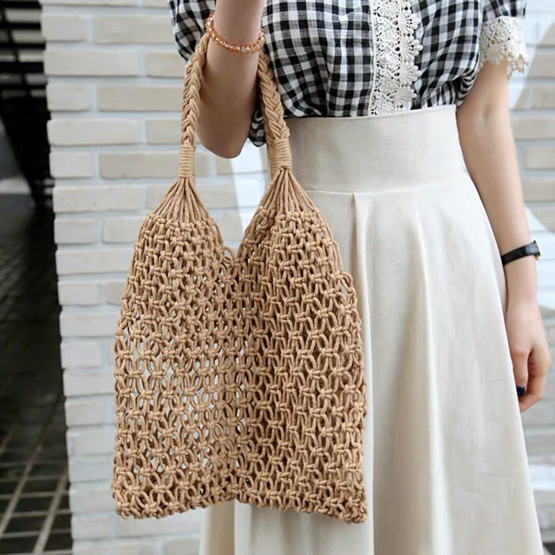 Túi Cói Đan Lưới Size To Sợi Cotton