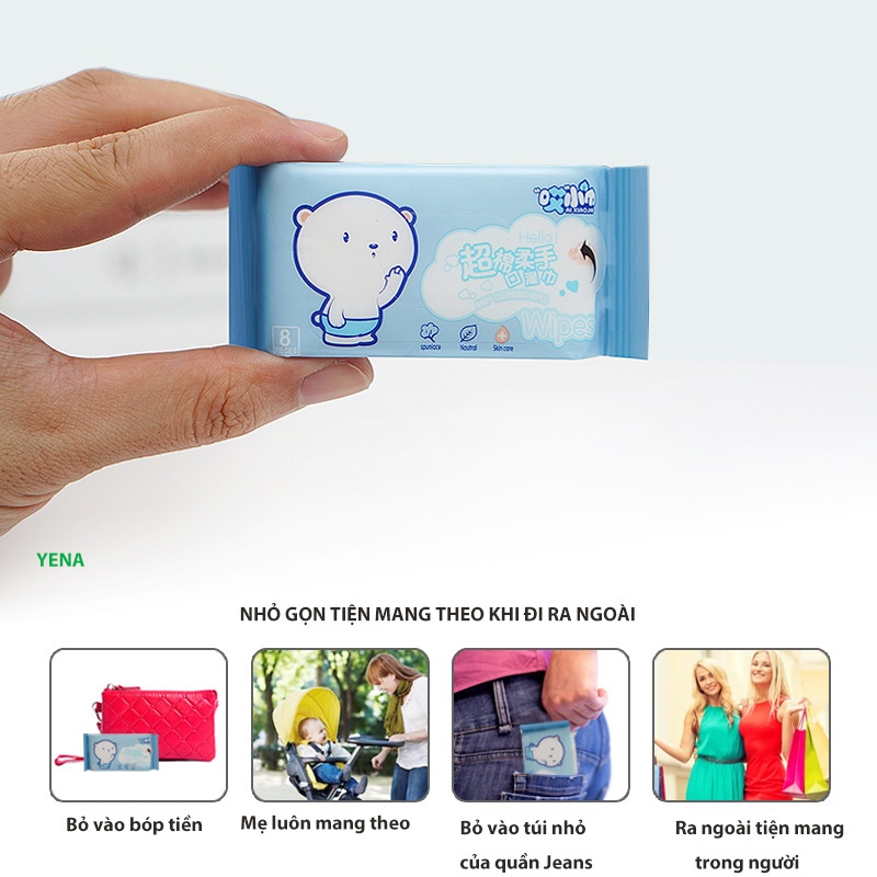 Khăn Uớt Mini Đa Năng 64 Miếng