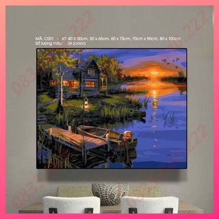 Tranh Sơn Dầu Số Hóa Phong Cảnh Nhiều Mẫu Hot Trend - Tranh Tự Tô Màu Theo Số Có Sẵn