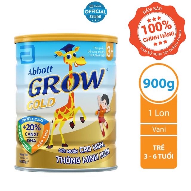 Lon sữa bột Hươu cao cổ Abbott Grow Gold 3+ 900g - 1,7kg