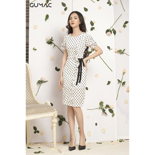 Đầm nữ bi nơ eo gumac ms12090_trang