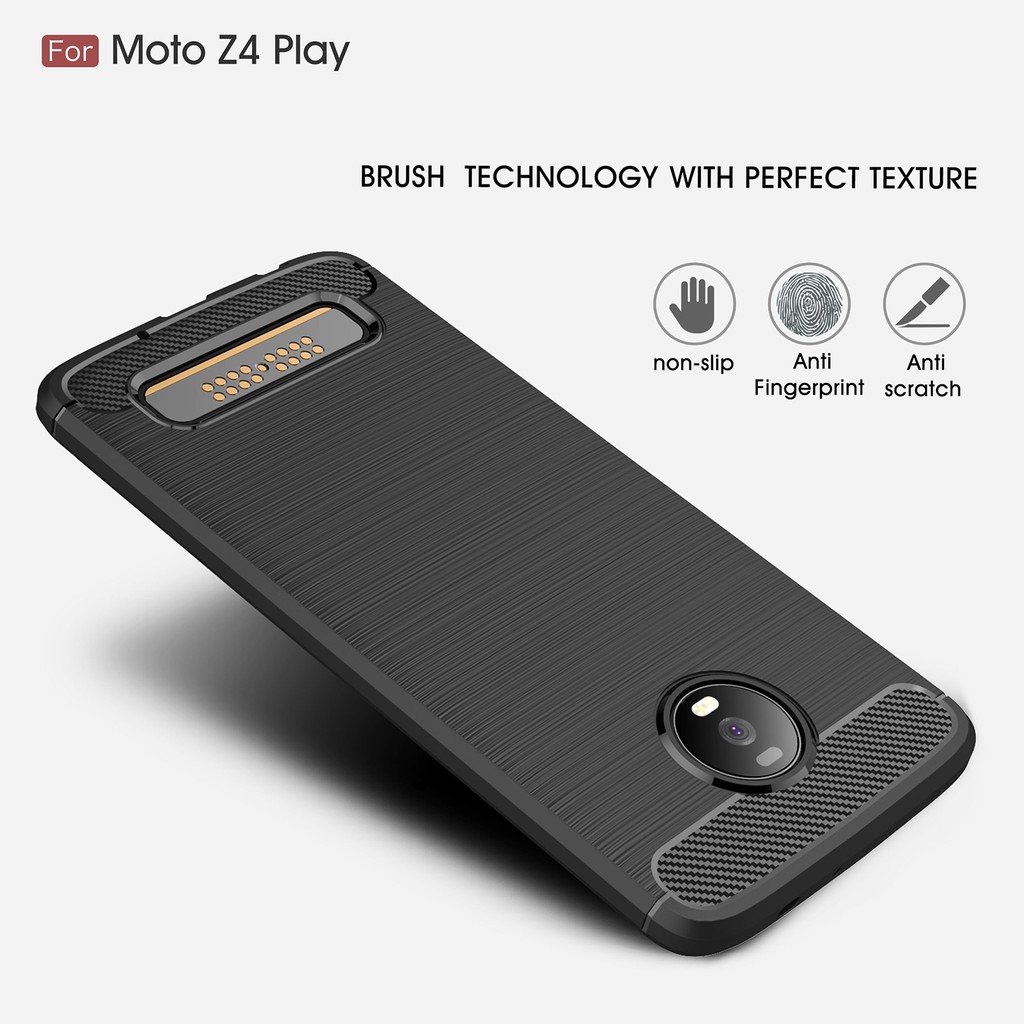 Ốp điện thoại sợi carbon mềm cho Motorola Moto  Z2 Z3 Z4 Play