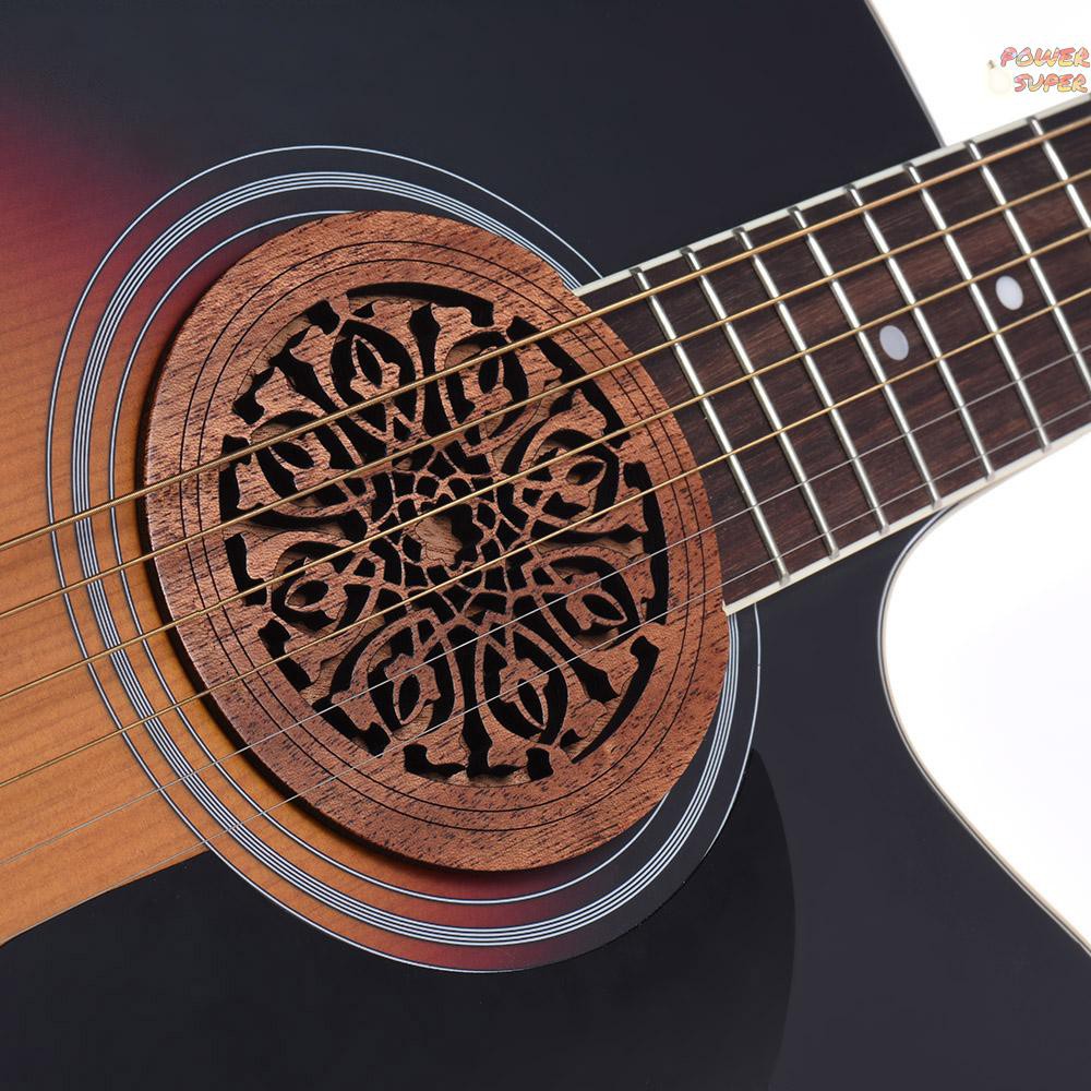 PSUPER Guitar Wooden Soundhole Sound Hole Cover Block Feedback Buffer Mahogany Wood for EQ Acoustic Folk Guitars