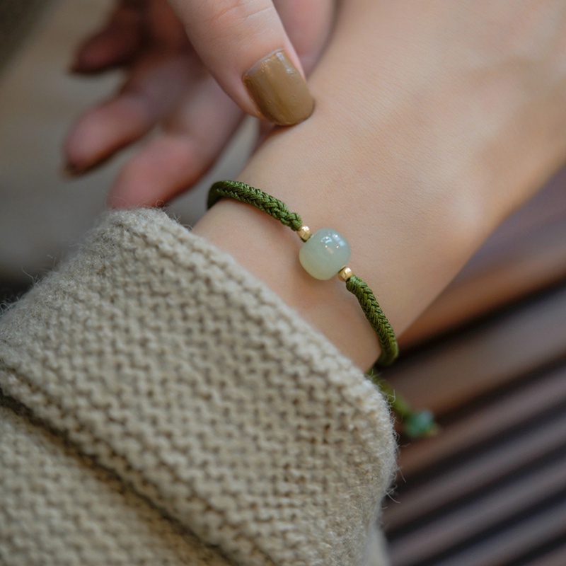 Vòng Tay Chuỗi Hạt Đá Ngọc Bích 6mm Phong Cách Cổ Điển Cho Nữ