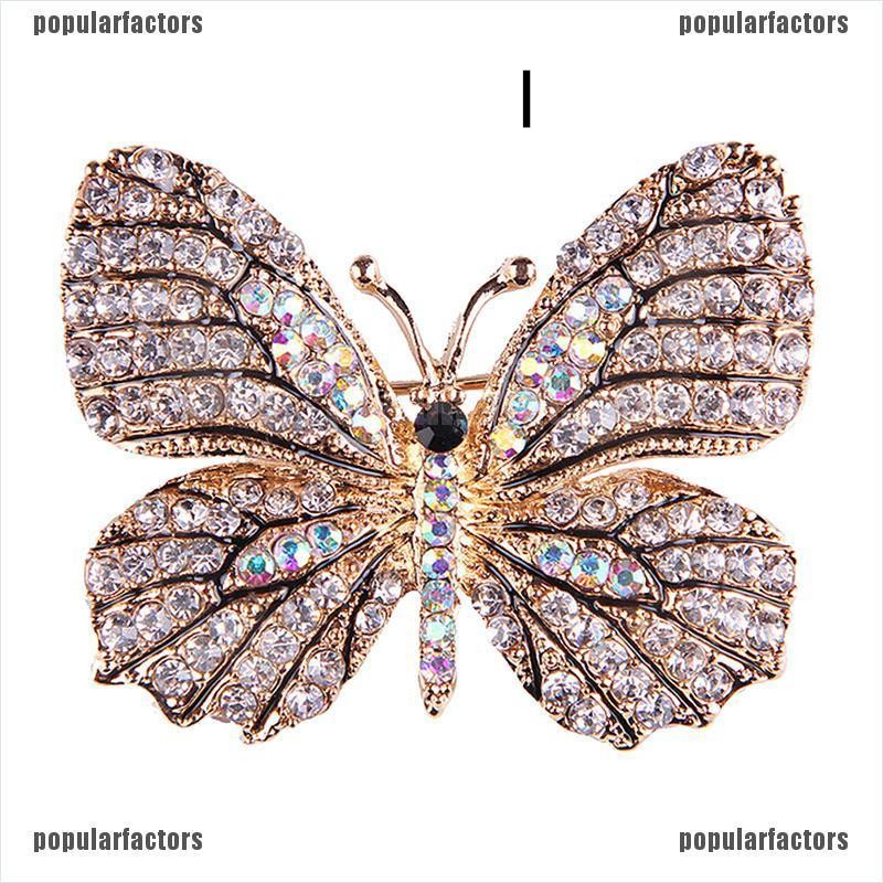 Ghim Cài Áo Hình Bướm Vàng Đính Kim Cương Nhân Tạo Cho Nữ