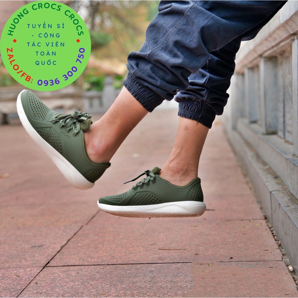 GIÀY NHỰA CROCS LITERIDE PACER CHO NAM MÀU XANH RÊU FULL BOX