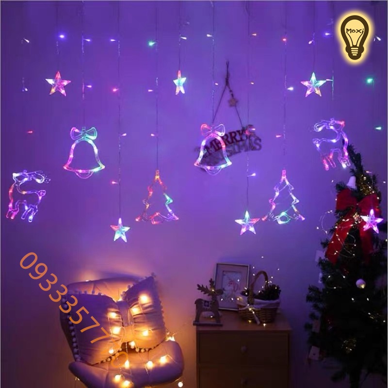 【LOẠI 1】 Đèn LED màn Rèm Trăng Sao Chống Thấm Nước Trang Trí Decor Ngoài Trời NOEL giáng sinh - Dài 2.5 Mét