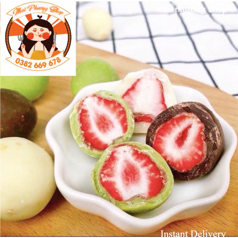 Kẹo socola bọc Dâu tây sấy mix vị