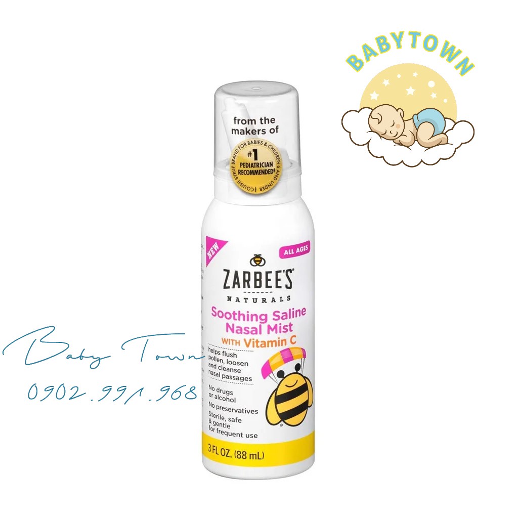 Xịt mũi lô hội , vitamin C Zarbee Mỹ 88ml cho bé
