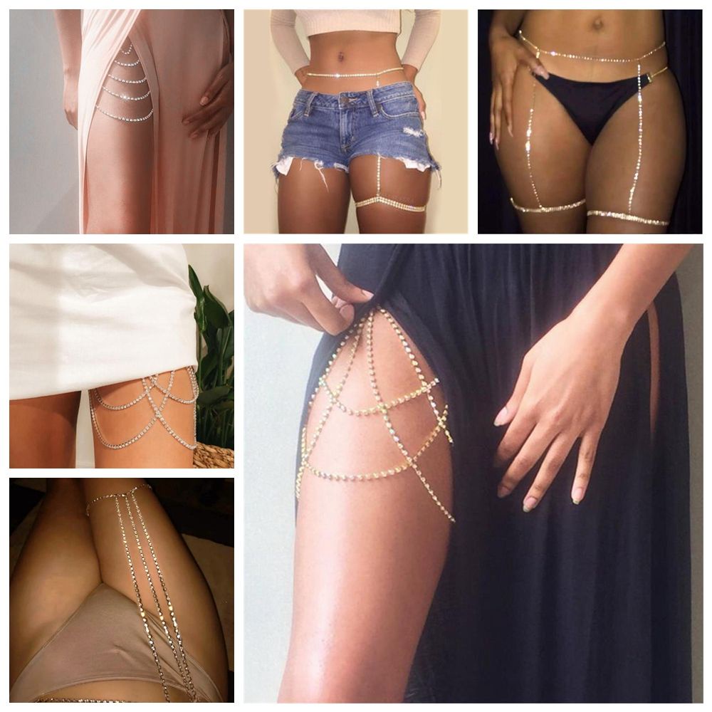 Dây Xích Đeo Đùi Nhiều Lớp Màu Vàng Quyến Rũ Thời Trang Cho Nữ