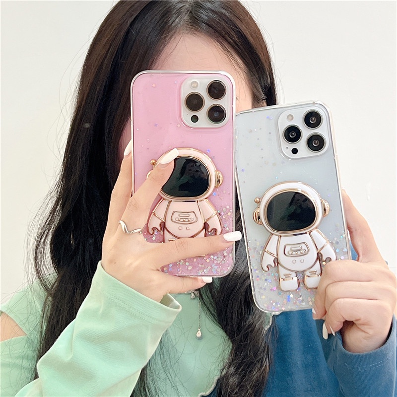 Ốp điện thoại Kim Tuyến Có Đế Đỡ Hình Phi Hành Gia Cho Xiaomi Redmi Note 9 9S 9Pro 8 Redmi10 10C 9C 10T Poco X3 NFC X3Pro