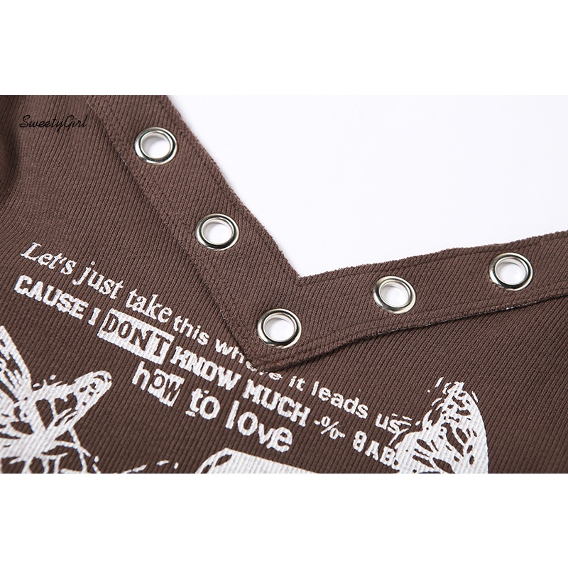 Áo Tank Top Cổ Chữ V In Họa Tiết Hoạt Hình Phối Nút Thời Trang 2022 Cho Nữ