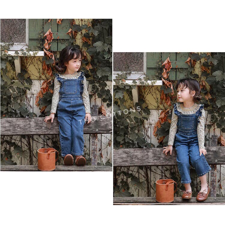 Quần yếm jean korea bé gái siêu xinh