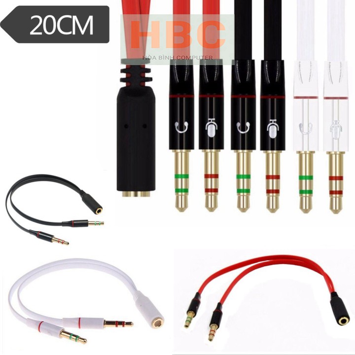 Dây gộp loa, mic | Dây cáp chia tai nghe và mic chuẩn cắm 3.5mm