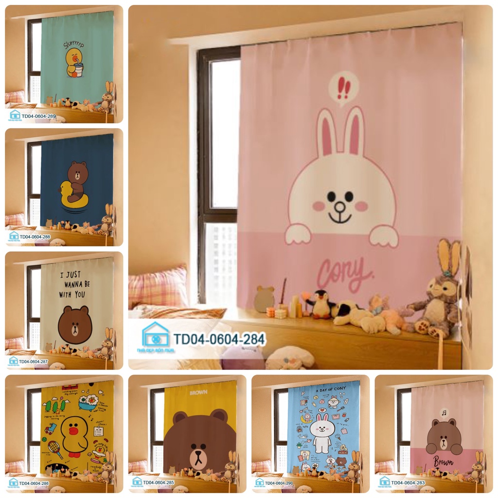 Rèm cửa sổ chống nắng tiện lợi Tín Phát Decor, rèm cửa dán tường dể giặt bst Gấu cute