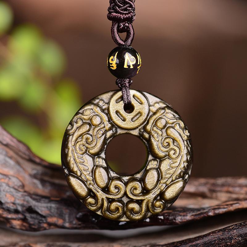 Mặt Dây Chuyền Đá Obsidian 7a 4 Phong Cách