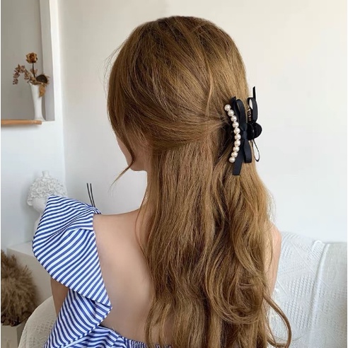 Kẹp càng cua (gấp tóc) nơ đính hạt xinh xắn DTonline