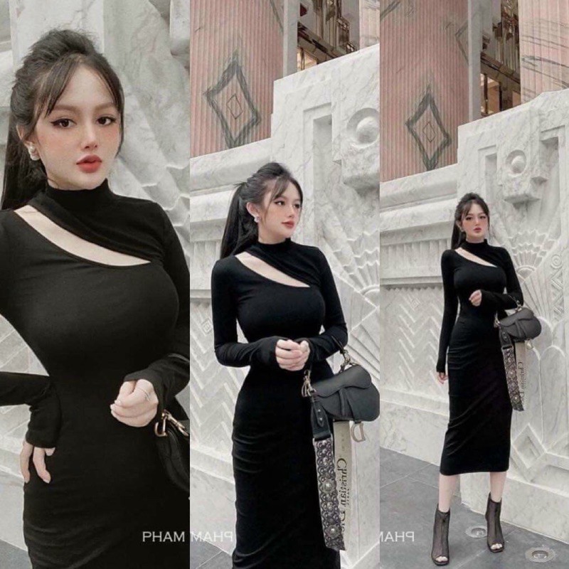 🍂 Đầm Body Tay Dài Khoét Ngực Cá Tính ☘️ | BigBuy360 - bigbuy360.vn