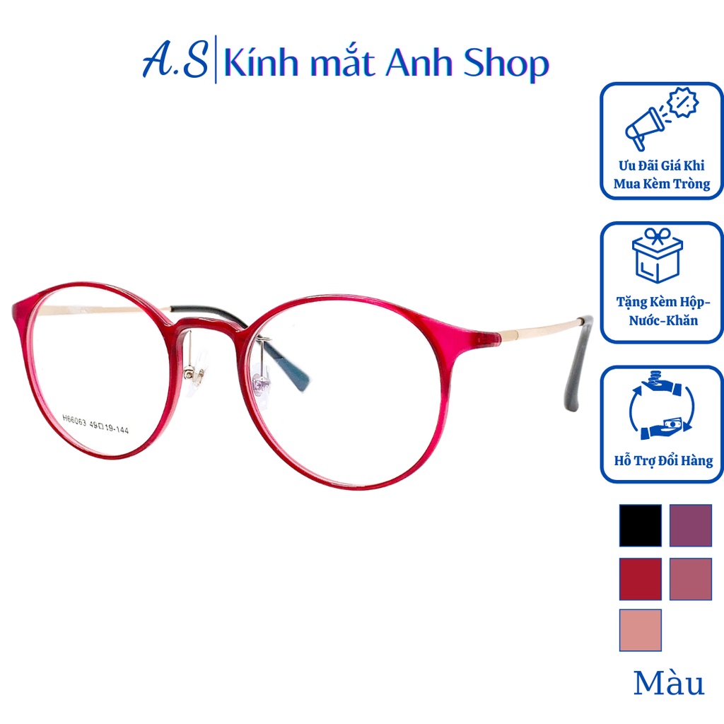Kính tròn nhựa dẻo mảnh thời trang nhẹ nhàng thanh lịch nhiều màu sắc ạ 66063