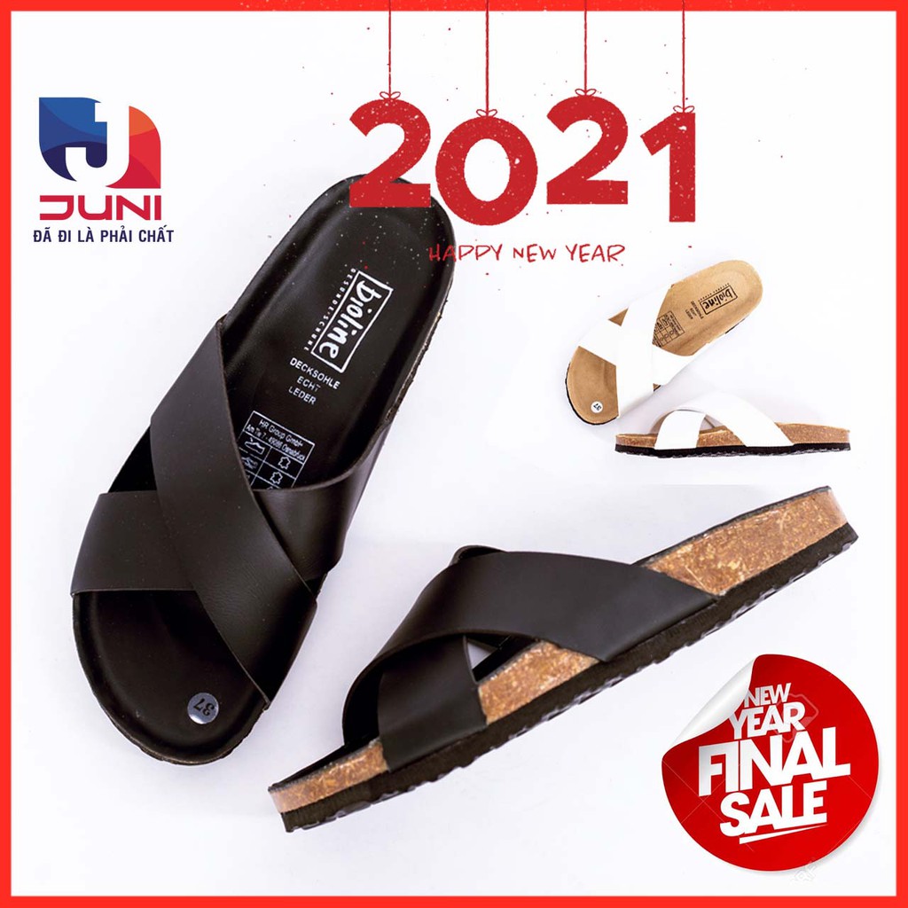 [DA PU-CHỐNG NƯỚC] PU03- Dép sandal quai chéo da PU, đế trấu Bioline Birken - Xuất khẩu châu Âu - Juni Store