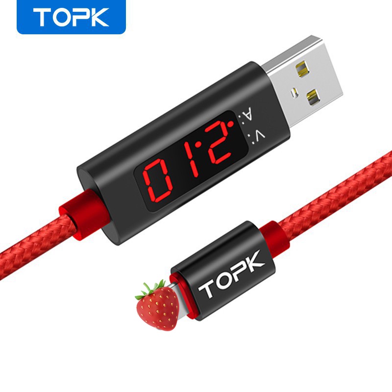 Cáp Sạc Nhanh Cổng IP TOPK AC27 Cổng Hiển Thị Điện Áp Và Dòng Điện