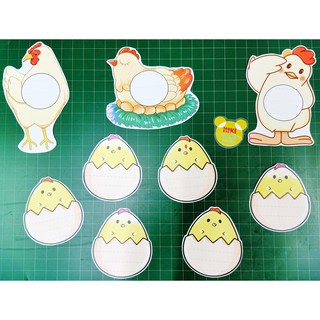 Cả bộ: 3 gà mẹ 6 gà con handmade (Đồ Dùng Dạy Học)