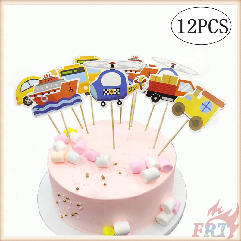 ♦ Trang Trí Tiệc - Banner / Bánh Topper ♦ Phụ Kiện Trang Trí Bánh Kem Sinh Nhật Hình Phương Tiện Giao Thông Dễ Thương