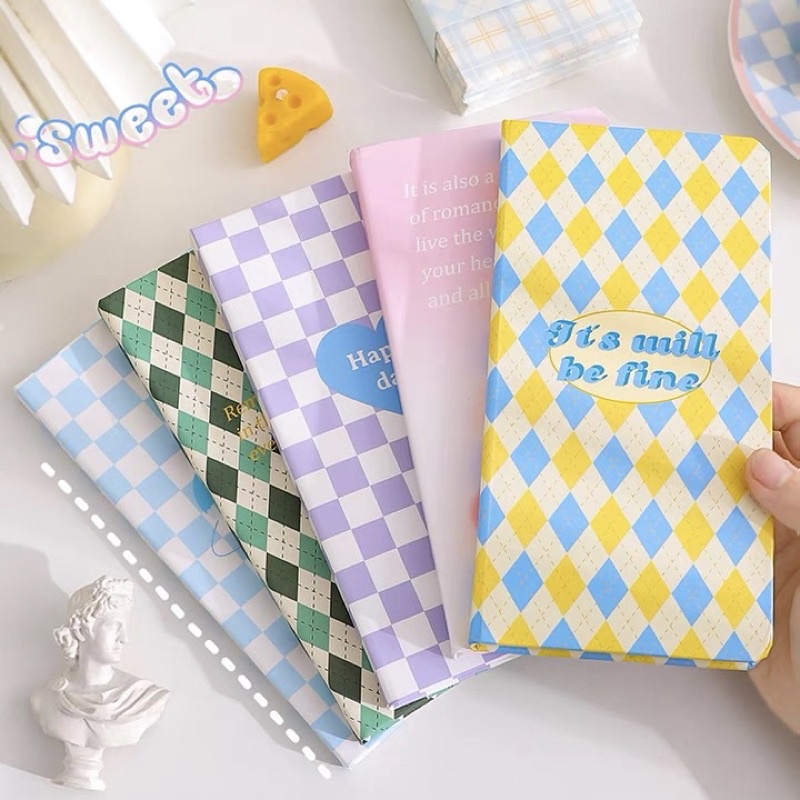 Sổ Tay Slim Sổ Tay Bullet Journal Ruột Caro Bìa Cứng Hoạ Tiết Phong Cách Highteen Mẫu Mới 2022