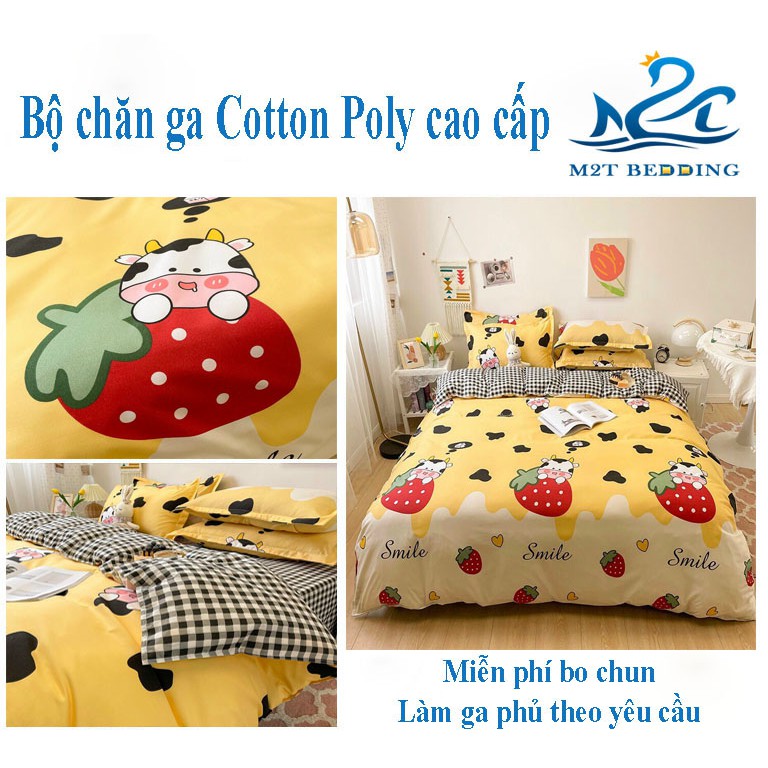 Bộ chăn ga gối drap Cotton Poly M2T bedding chăn ga Hàn Quốc miễn phí bo chun drap ga giường - Những chú bò