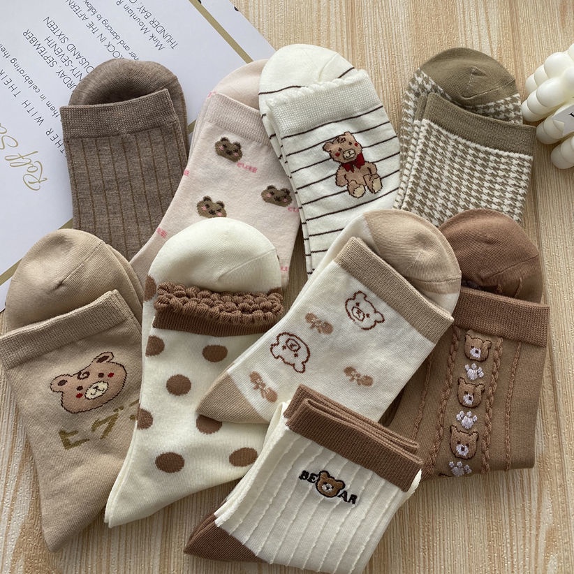 Vớ tất gấu nâu nổi cổ cao