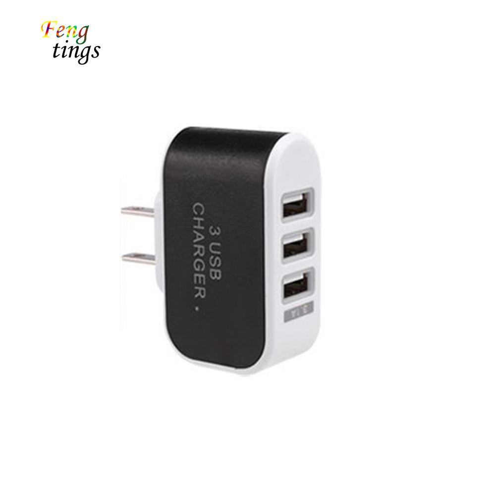 Cốc sạc 3 cổng USB phích cắm EU/US lựa chọn tiện dụng