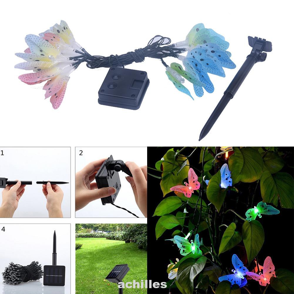 Dây Đèn Led 12 Bóng Năng Lượng Mặt Trời Hình Bướm Trang Trí Sân Vườn
