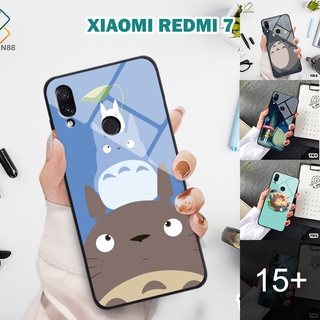 Ốp lưng kính Xiaomi Redmi 7 in 3D chủ đề Totoro
