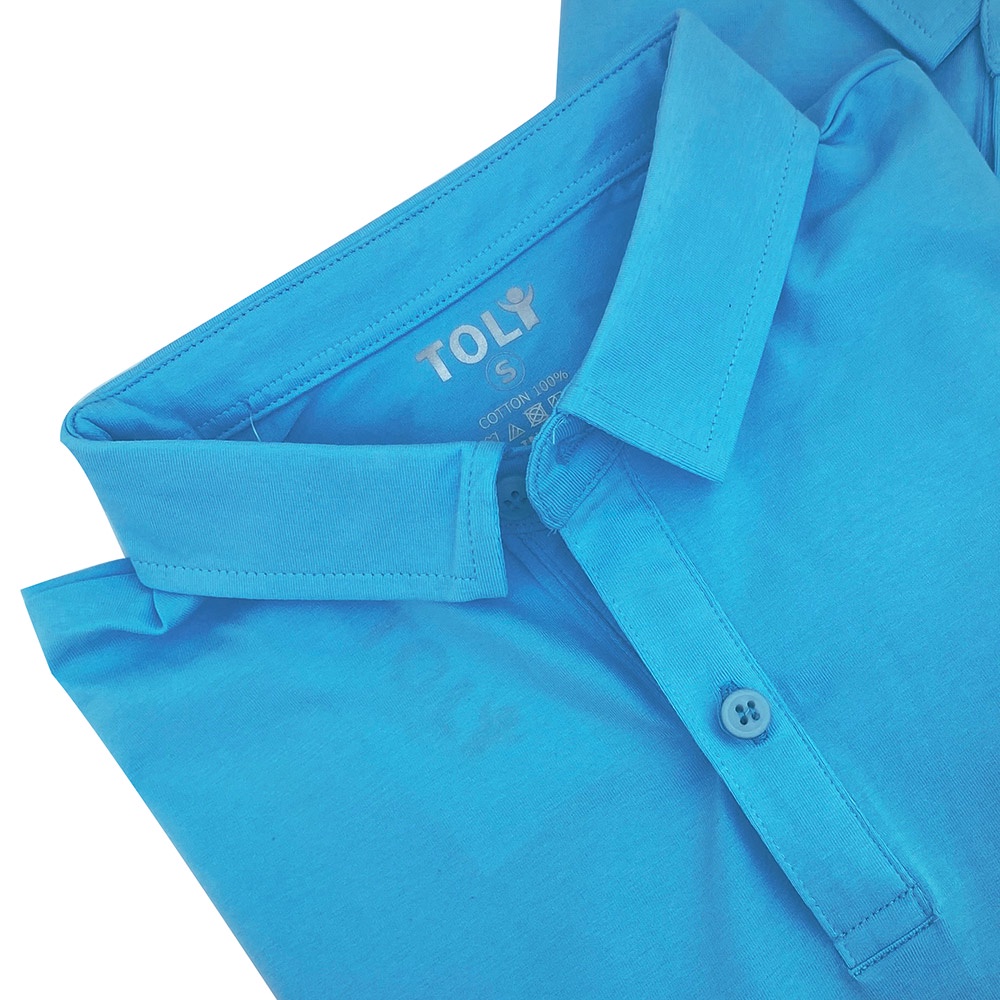 Áo thun nữ Cổ Sơ Mi (Cổ trụ) TOLI, chất cotton 4 chiều mềm mịn, co dãn Xanh Ya
