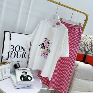 set quần caro hồng + áo pull