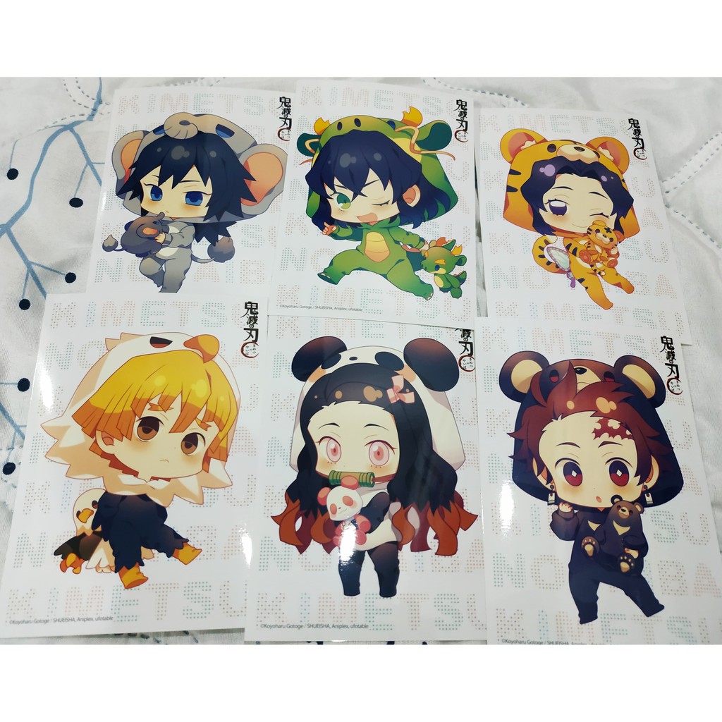 Postcard chibi official Kimetsu no Yaiba Thanh Gươm Diệt Quỷ Tanjiro / Nezuko / Zenitsu / Innosuke / Giyuu / Shinobu