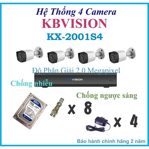 Bộ 4 Camera Kbvision KX-2001S4
