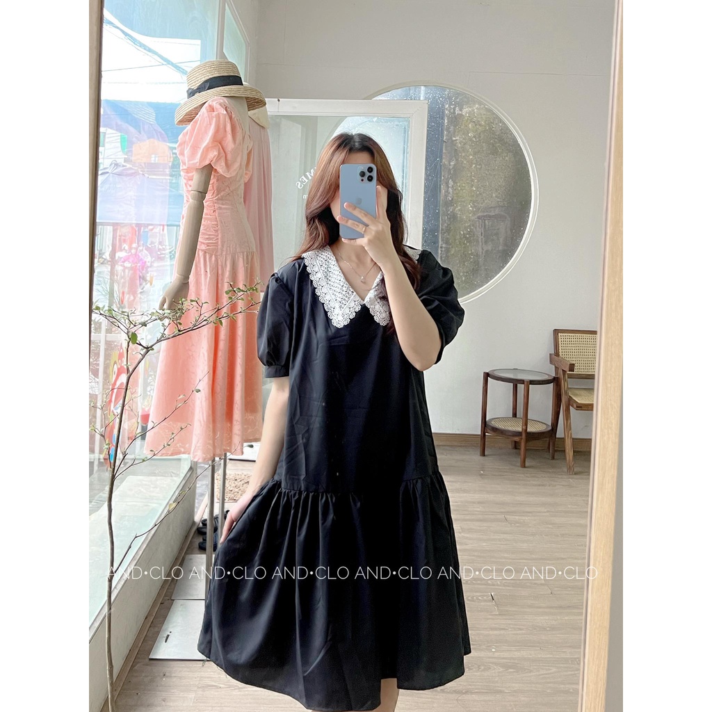 Đầm đuôi cá xoè cổ đức ren .