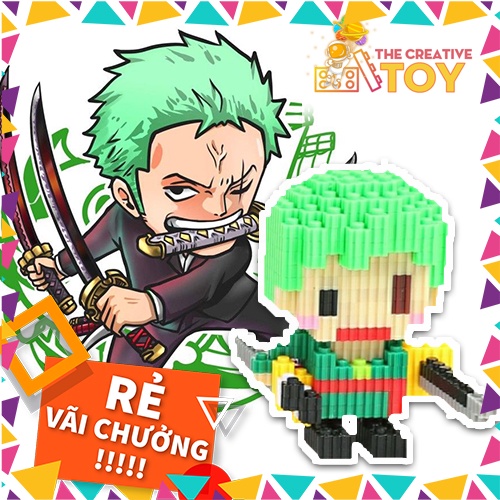Bộ Đồ Chơi Lắp Ráp, Mô Hình Lego 3D Nhân Vật ZORO one piece Trang Trí Bàn Học - Creative Toy