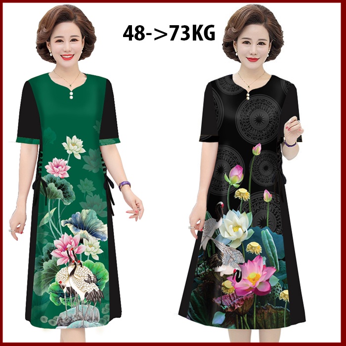 Đầm Suông Bigsize Đính Hoa Thêu Kiểu Đầm Dự Tiệc Trung Niên - Váy Đầm Tuổi Trung Niên U50, U60 Dự Tiệc - 3334 3333