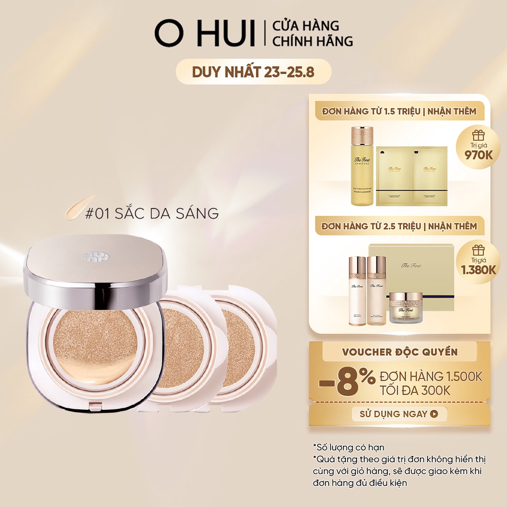 Phấn nước dưỡng ẩm OHUI Miracle Moisture Chiffon SPF50 15g Tặng thêm 2 lõi refill (2x15g)