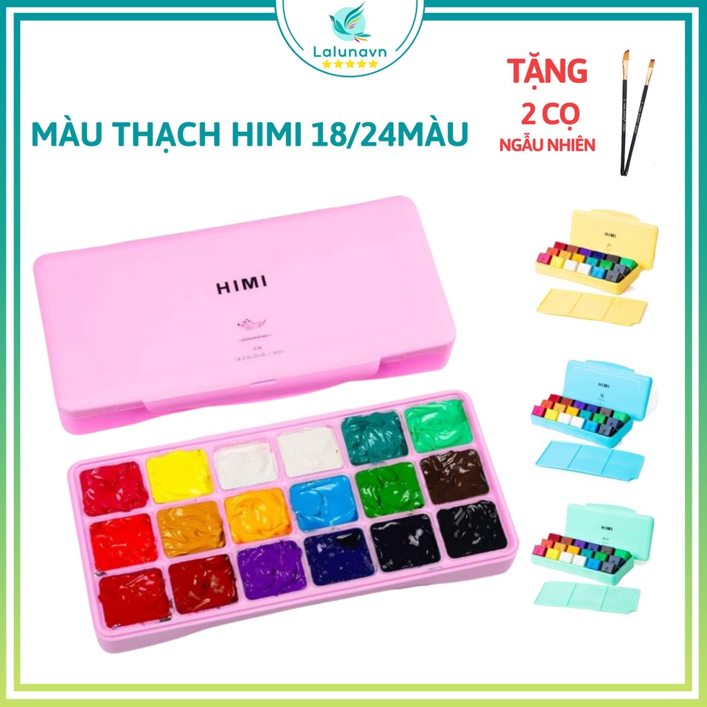 Màu Gouache HiMi dạng thạch bộ 18/24 mầu Lalunavn - B76