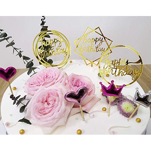 Bộ phụ kiện trang trí bánh họa tiết chữ Happy Birthday độc đáo