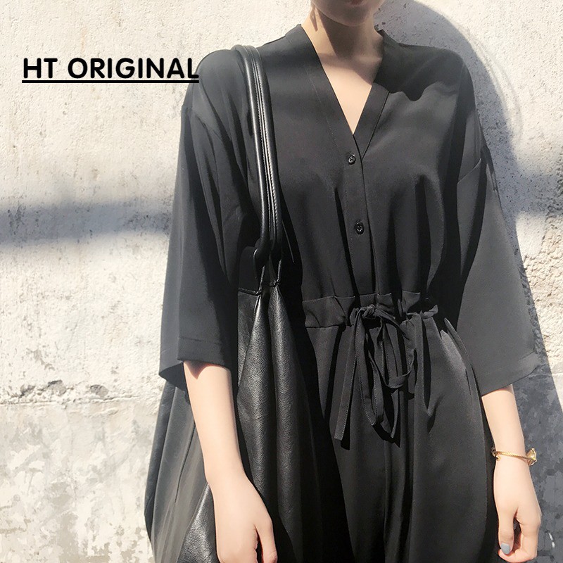 Jumpsuit Ngắn Ống Rộng Lưng Cao Thiết Kế Quyến Rũ Cho Nữ