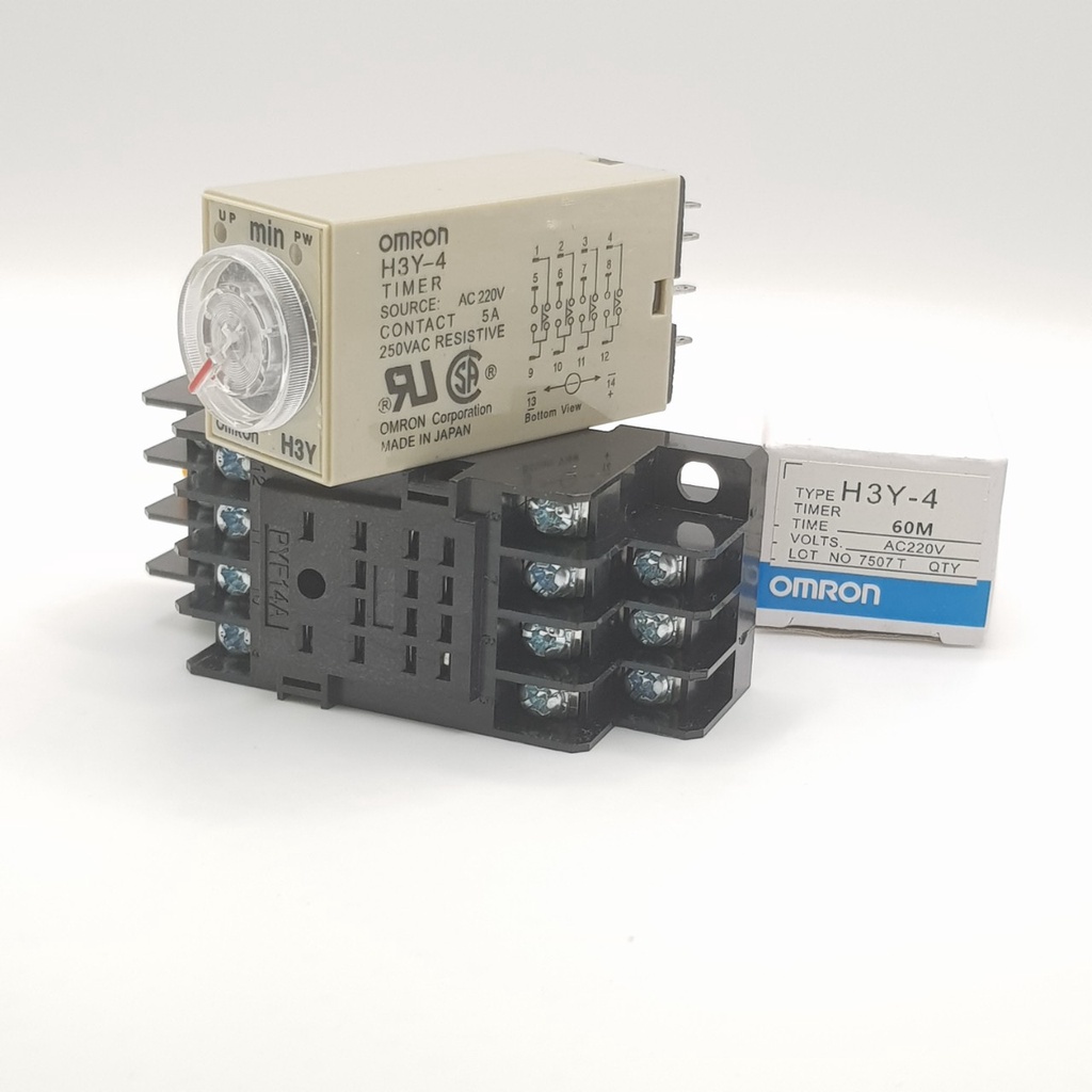 Relay thời Gian H3Y-4, H3Y-4 220V 60M, rơ le thời gian, timer hẹn giờ. H3Y-4/H3Y-2, rơ le 220v 60 phút