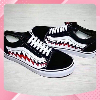 Giày thể thao ván Old Skool cá mập răng cưa đen trắng ,nam nữ thời trang tặng hộp giày vans full box