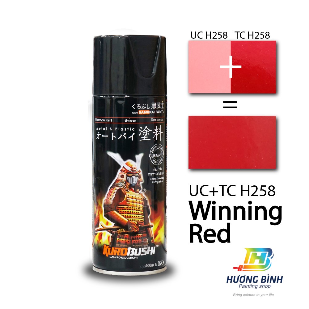 Sơn xịt Samurai màu Đỏ Winning Red - UCH258 + TCH258 (400ml)
