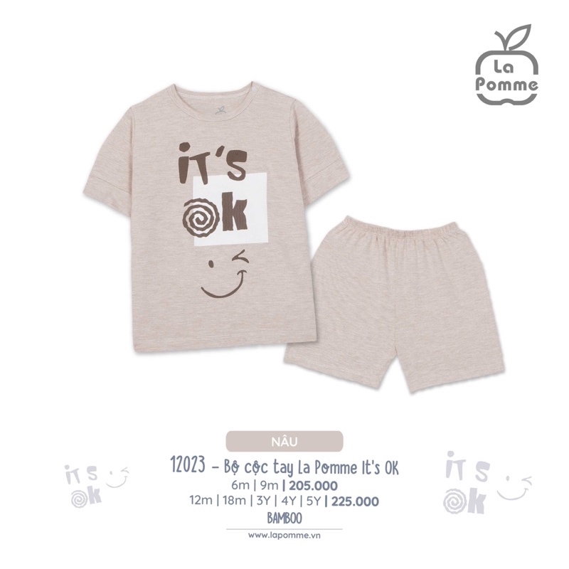 La Pomme Bộ cộc tay smile ok cho bé 6m-5y SS2022