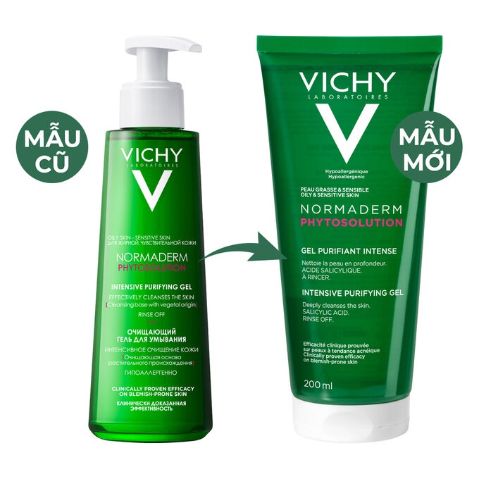 Vichy Sữa Rửa Mặt Dạng Gel Giúp Làm Sạch Sâu Và Giảm Bã Nhờn Trên Da Normaderm Phytosolution Intensive